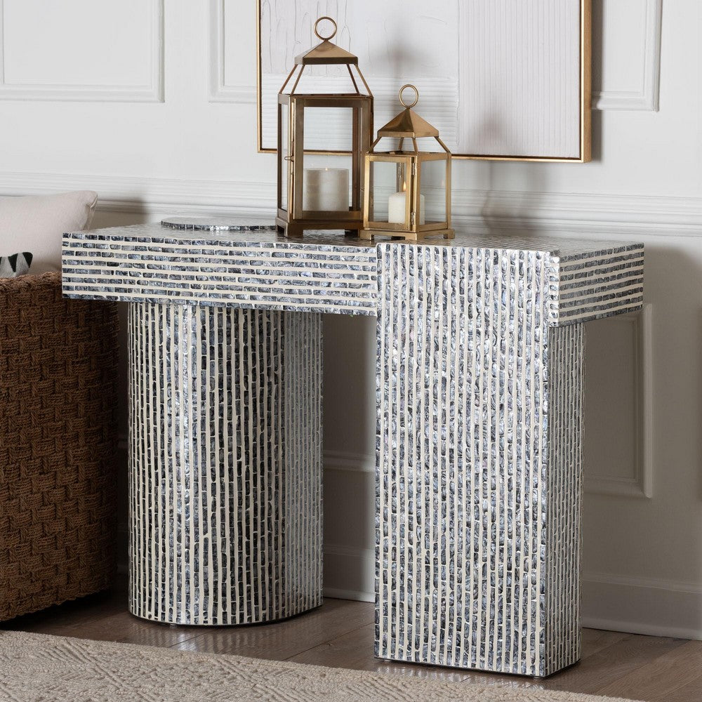 bali & pari - Tawana Console Table in Black/White - F2502-FT08-Capiz-Console Table view 8