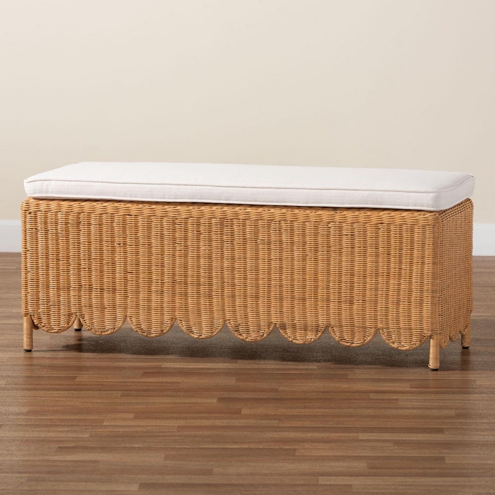 bali & pari - Teresa Bench in Light Honey - Teresa-Rectangle-Light Honey/Rattan Cushioned-Ottoman view 7