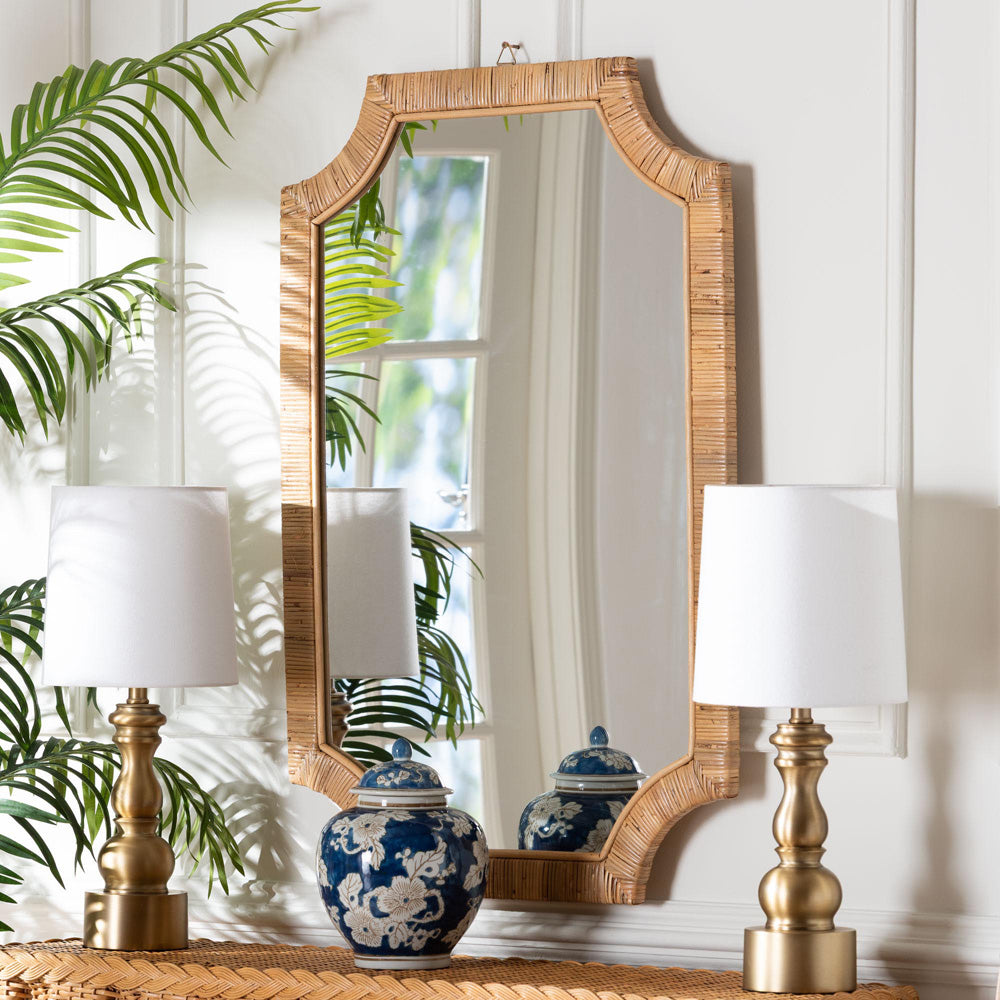 bali & pari - Thiago Mirror in Honey - WS166-Honey Rattan-Mirror view 3