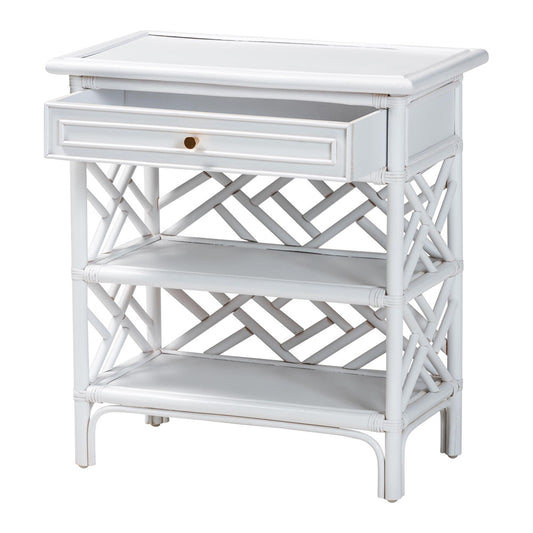 bali & pari - Tiaret Nightstand in White - WS117-Small Knob-White-Rattan-NS view 2