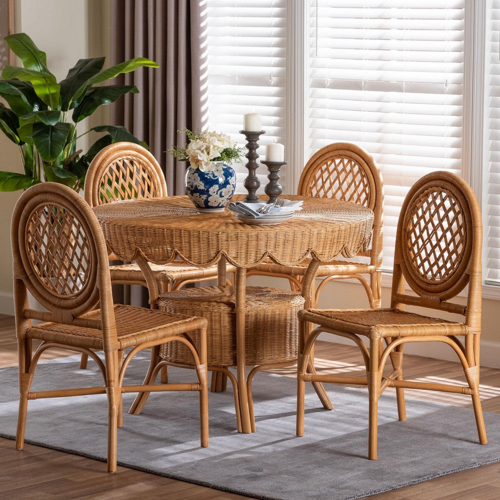 bali & pari - Troy Dining Set in Light Honey - Troy-Light Honey Rattan-5PC Dining Set view 8