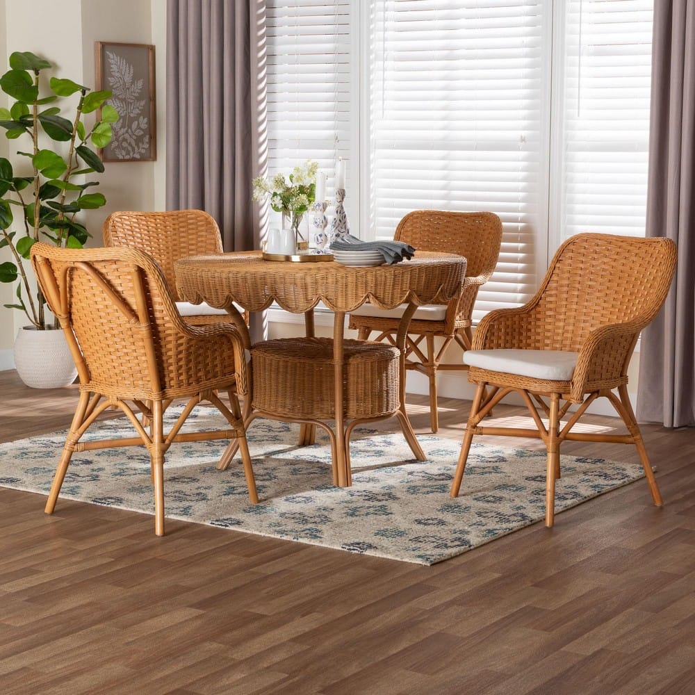 bali & pari - Tucson Dining Set in Light Honey - Tucson-Light Honey Rattan-5PC Dining Set view 8