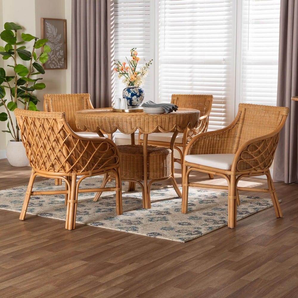 bali & pari - Tudor Dining Set in Light Honey - Tudor-Light Honey Rattan-5PC Dining Set view 8
