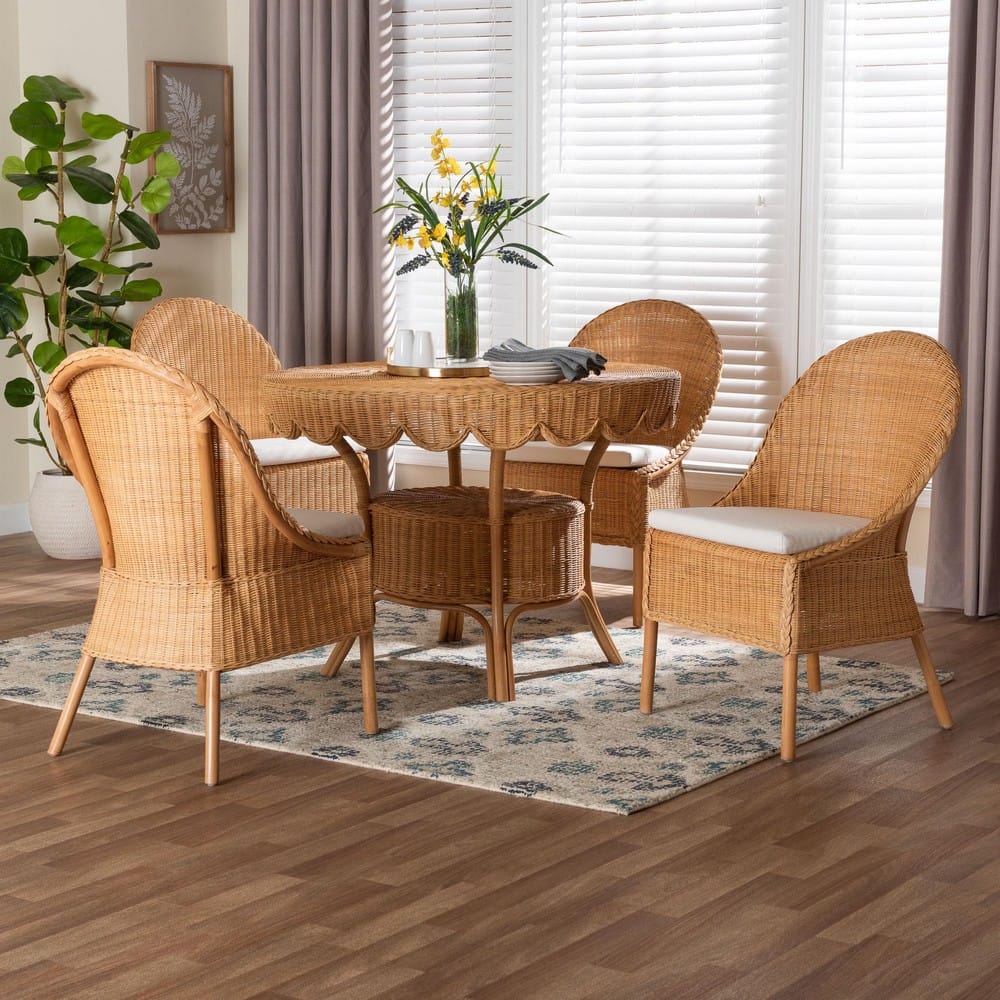 bali & pari - Tyrone Dining Set in Light Honey - Tyrone-Light Honey Rattan-5PC Dining Set view 8