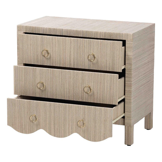 bali & pari - Umika Nightstand in Beige/Gold - Umika-Scalloped-Beige-Grasscloth-NS view 2