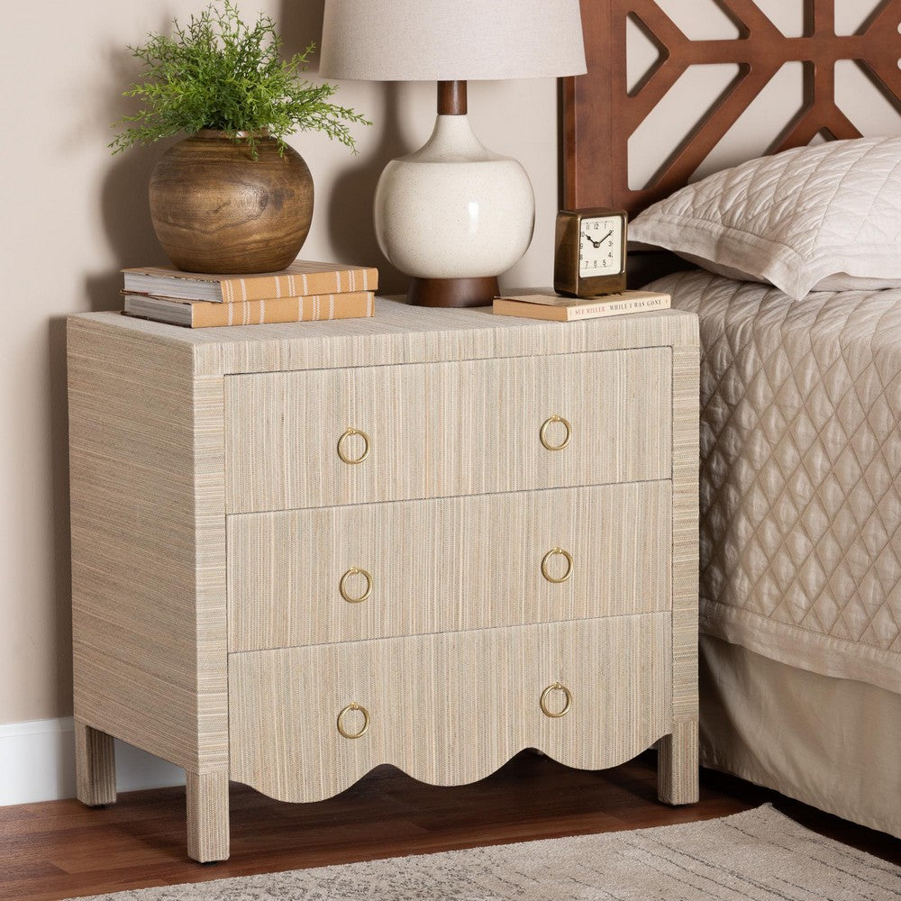 bali & pari - Umika Nightstand in Beige/Gold - Umika-Scalloped-Beige-Grasscloth-NS view 9