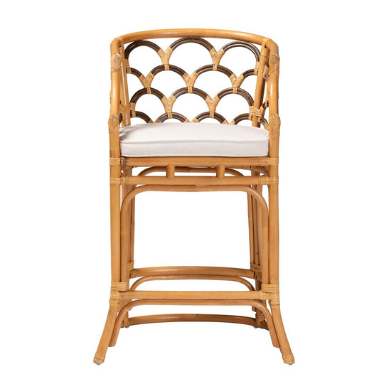 bali & pari - Veneto Bar Stool in Light honey/Dark brown/White - Veneto-Light Honey Rattan/Dark Brown Contrast-BS view 2