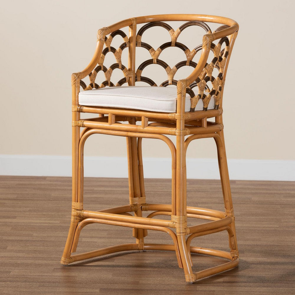 bali & pari - Veneto Bar Stool in Light honey/Dark brown/White - Veneto-Light Honey Rattan/Dark Brown Contrast-BS view 9