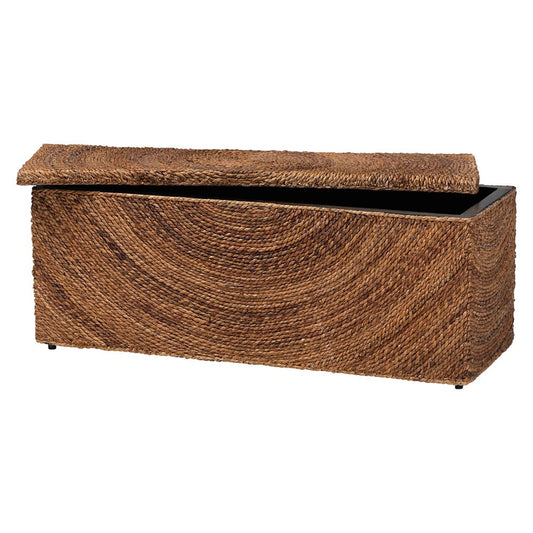 bali & pari - Verino Storage Bench in Natural Brown/Espresso Brown - Verino-Natural Seagrass Bench view 2