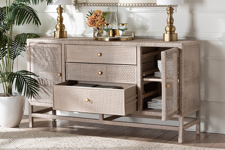 bali & pari - Vivan Storage Cabinet in French Grey - Vivan-SV2089-French Grey-Rattan-Cabinet view 10
