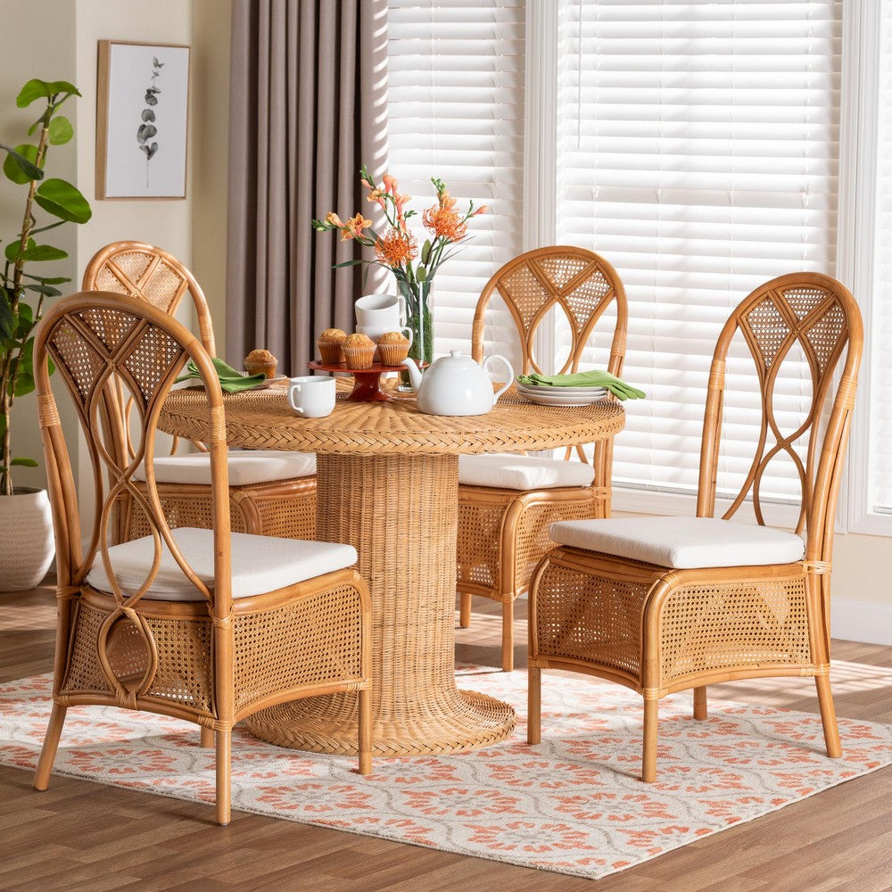 bali & pari - Wallis Dining Set in Light Honey - Wallis-Light Honey Rattan-5PC Dining Set view 8