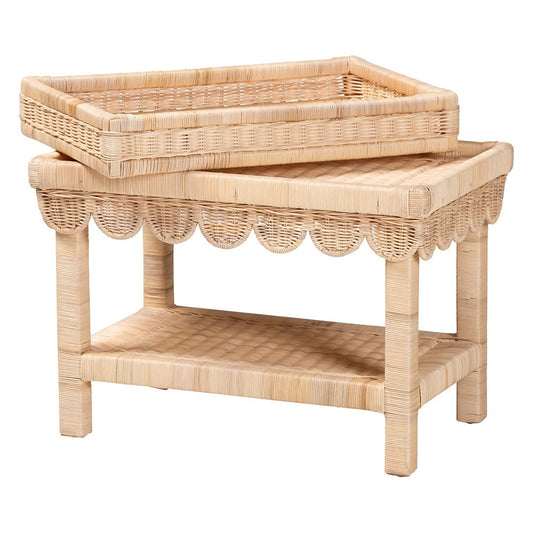 bali & pari - Weyman End Table in Natural Brown - WS158-Natural Rattan-ET view 2