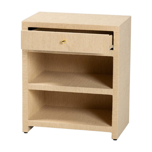 bali & pari - William Nightstand in Light Brown/Gold - William-Light Brown-Woven Grasscloth-NS view 2