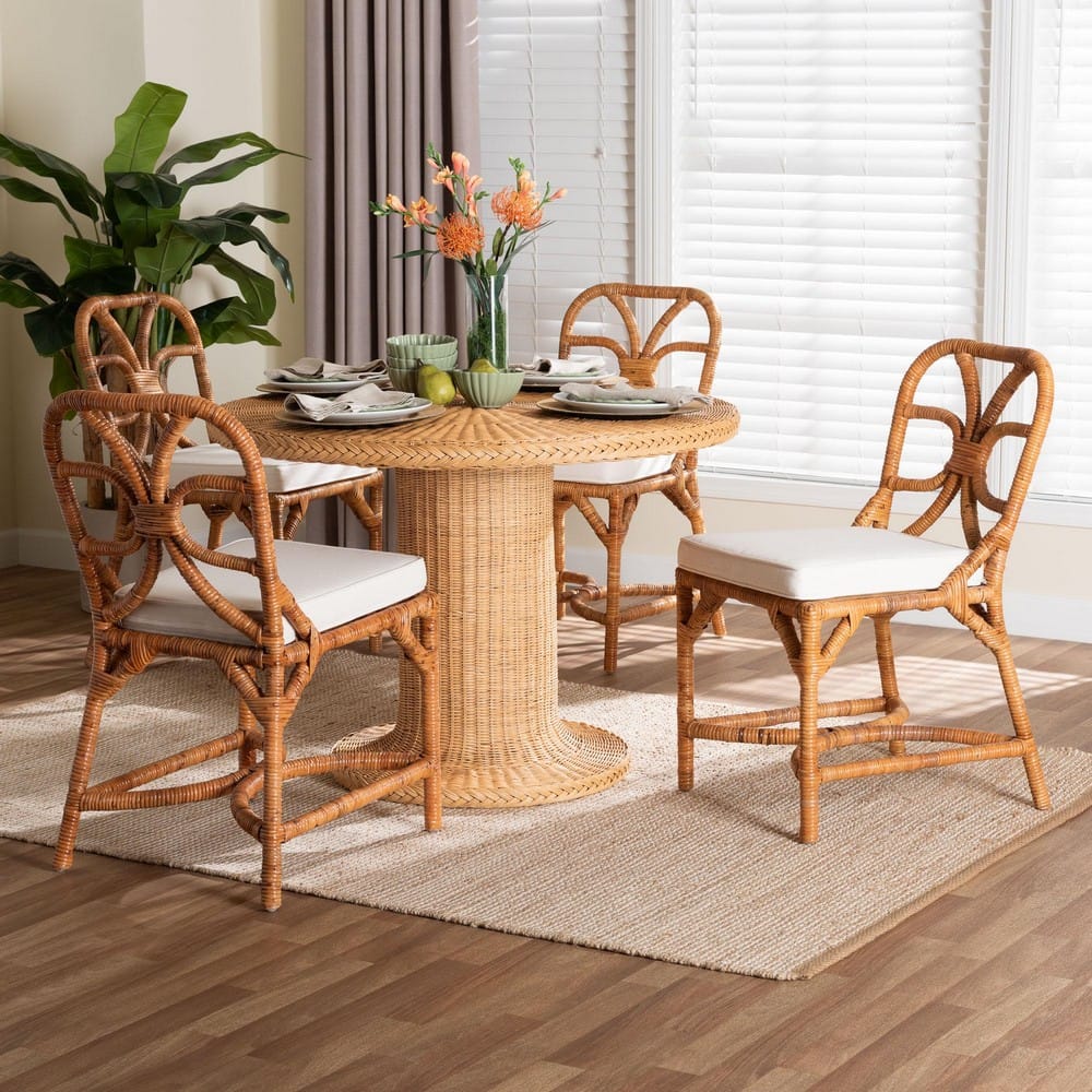 bali & pari - Wilmer Dining Set in Light Honey - Wilmer-Light Honey Rattan-5PC Dining Set view 8