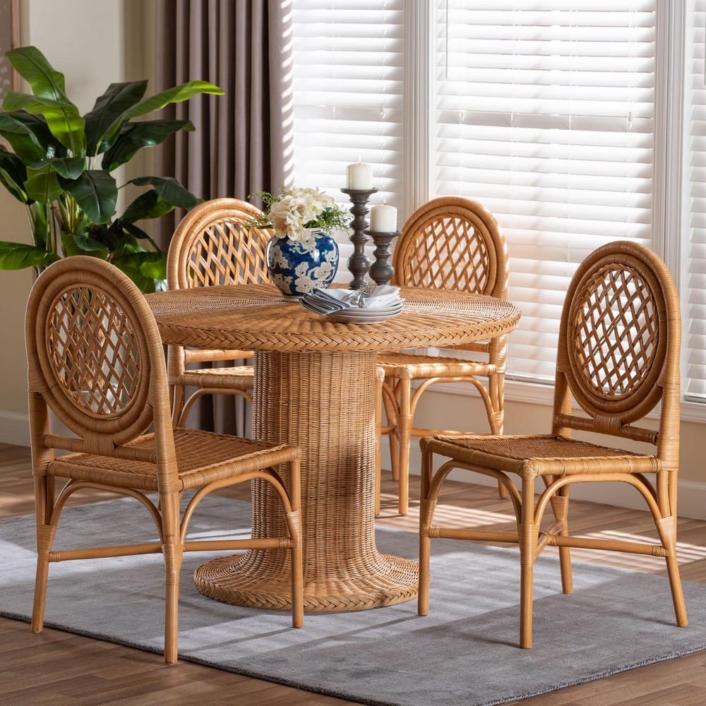 bali & pari - Winslow Dining Set in Light Honey - Winslow-Light Honey Rattan-5PC Dining Set view 8