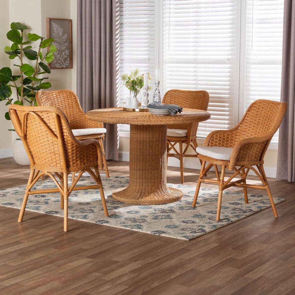 bali & pari - Wistan Dining Set in Light Honey - Wistan-Light Honey Rattan-5PC Dining Set view 8