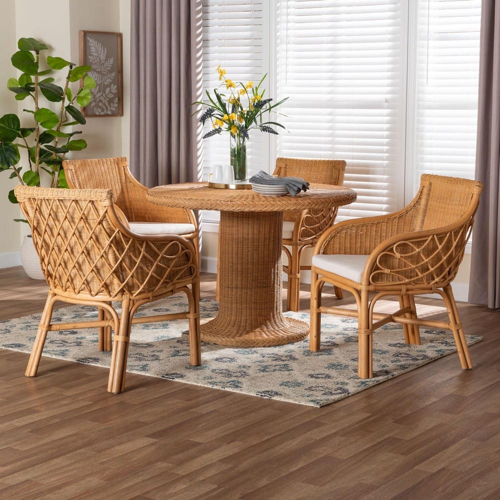 bali & pari - Wymond Dining Set in Light Honey - Wymond-Light Honey Rattan-5PC Dining Set view 8
