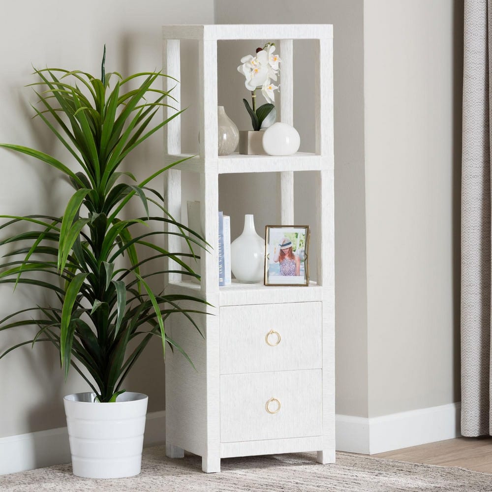 bali & pari - Xavier Storage Cabinet in White/Gold - Xavier-White-2 Drawer-Cabinet view 9