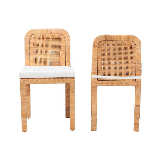 bali & pari - Zariah Set of 2 Dining Chairs in White/Natural Brown - WS14-Mahogany-DC view 2