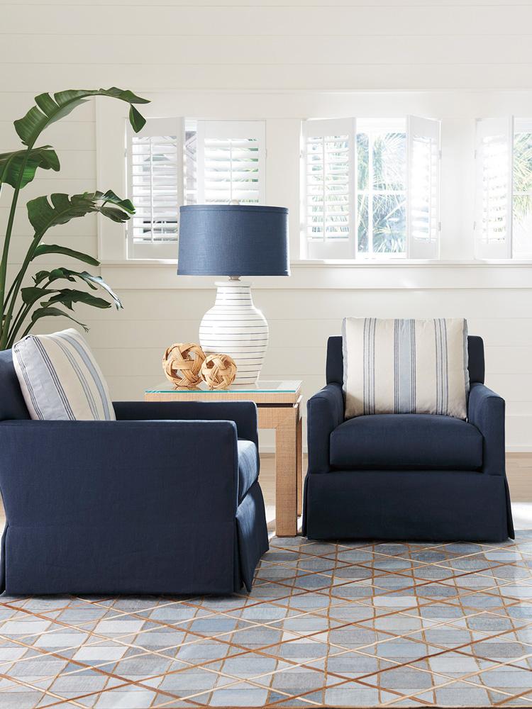 Barclay Butera - Upholstery Harlow Swivel Chair, Navy - 5418-11SW-40 veiw 3
