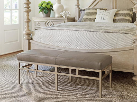 Barclay Butera - Upholstery Lucca Leather Metal Bench, Ivory - LL5460-25-40 veiw 2