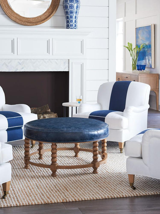 Barclay Butera - Upholstery Naples Leather Cocktail Ottoman, Laguna Sands - LL5451-46-40 veiw 2