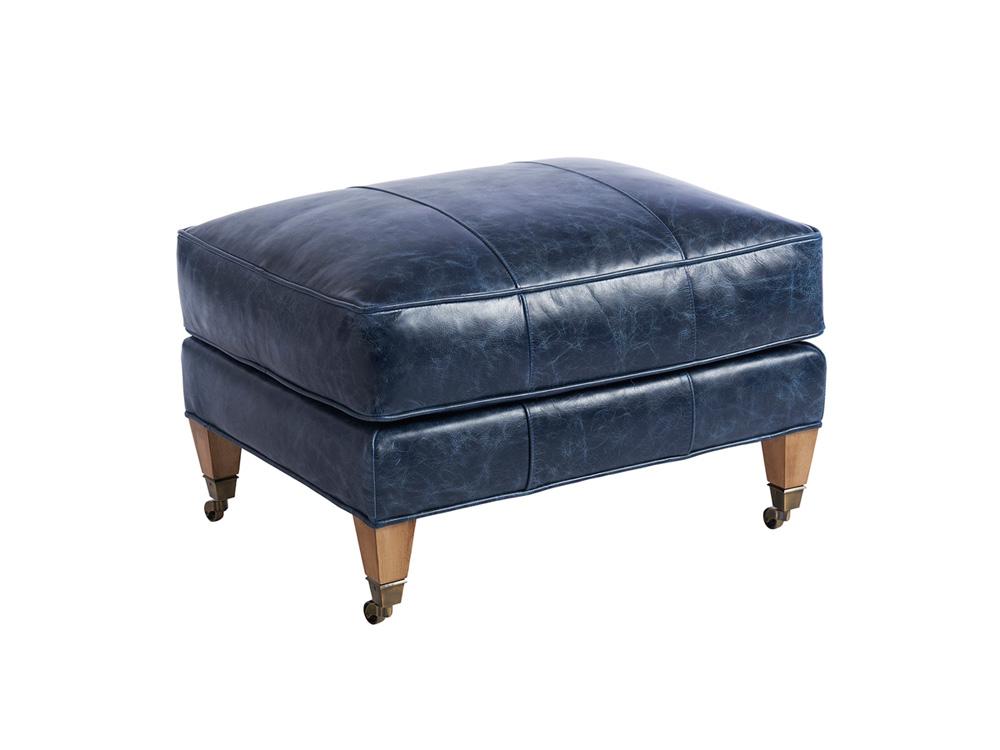 Barclay Butera - Upholstery Sydney Leather Ottoman With Brass Casters, Laguna Sands - LL5110-44B-40 veiw 1