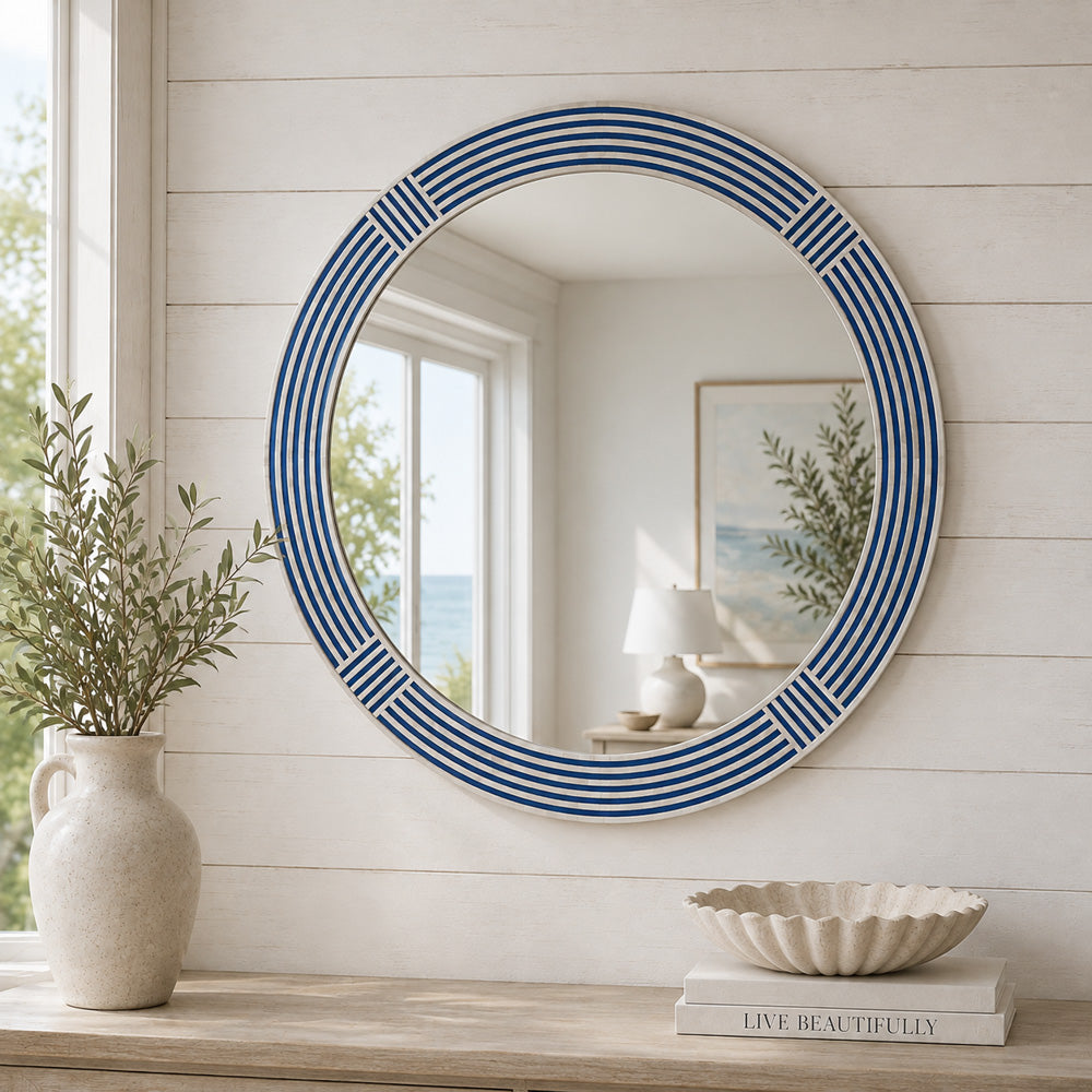 Bassett Mirror - Blue Circle 40" Blue Round Wall Mirror - M5188 view 5