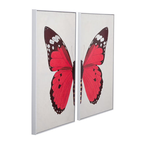 Bassett Mirror - Butterfly Red Framed Canvas (Set of 2) - 7301-008 view 2