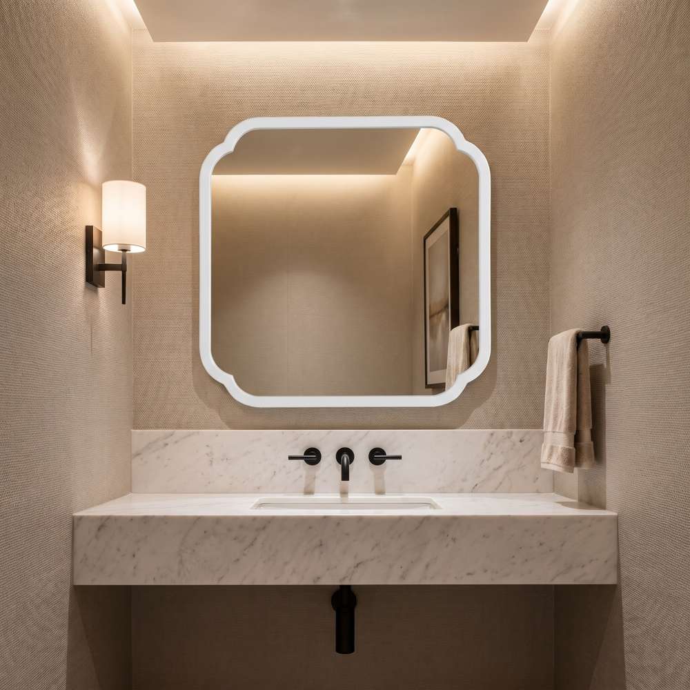 Bassett Mirror - Daphne 30" White Square Wall Mirror - M5040 view 5