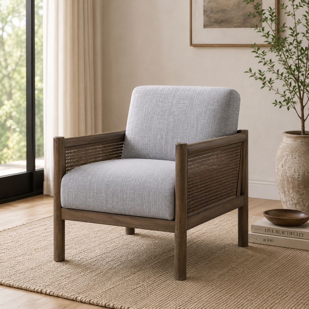 Bassett Mirror - Hedges Baltic Blue Cane Accent Chair - 9301-LR-805 view 4