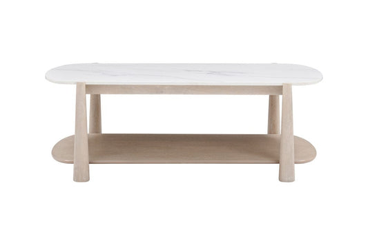 Bassett Mirror - Horizons Cocktail Table in White Oak & White Marble - 2533-LR-100 view 2