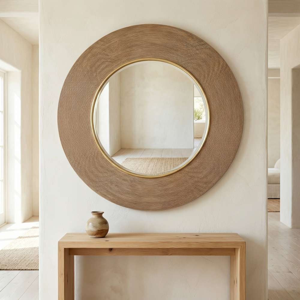 Bassett Mirror - June 48" Natural Rattan Round Wall Mirror - M5388 view 5