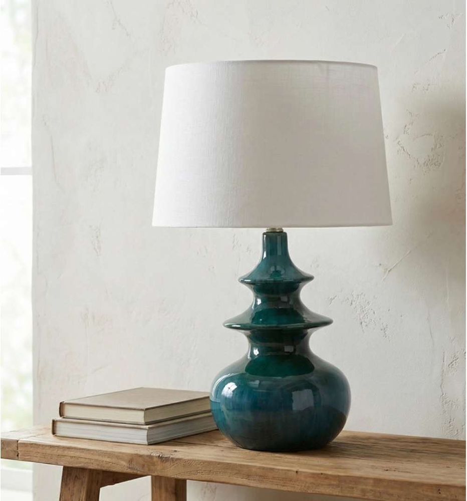 Bassett Mirror - Karsen 30" Teal Ceramic Table Lamp - L4829T view 4