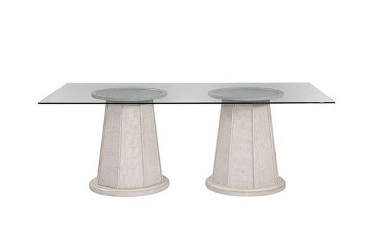 Bassett Mirror - Korey 78" Whitewashed Double-Pedestal Dining Table - 7096-700-887 view 2