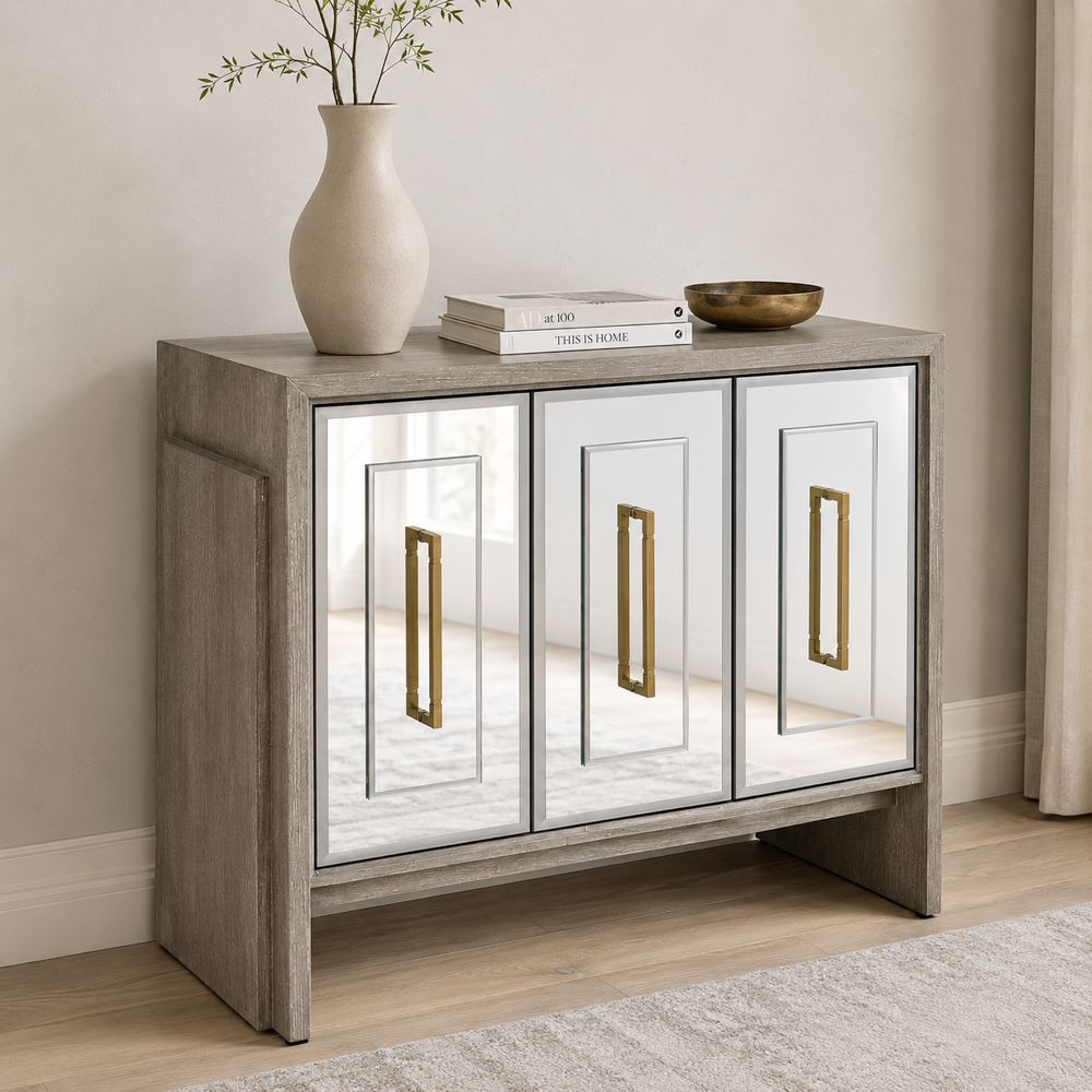 Bassett Mirror - Lansing 40" Cerused Gray Oak Three-Door Storage Cabinet - 2542-DR-576 view 8