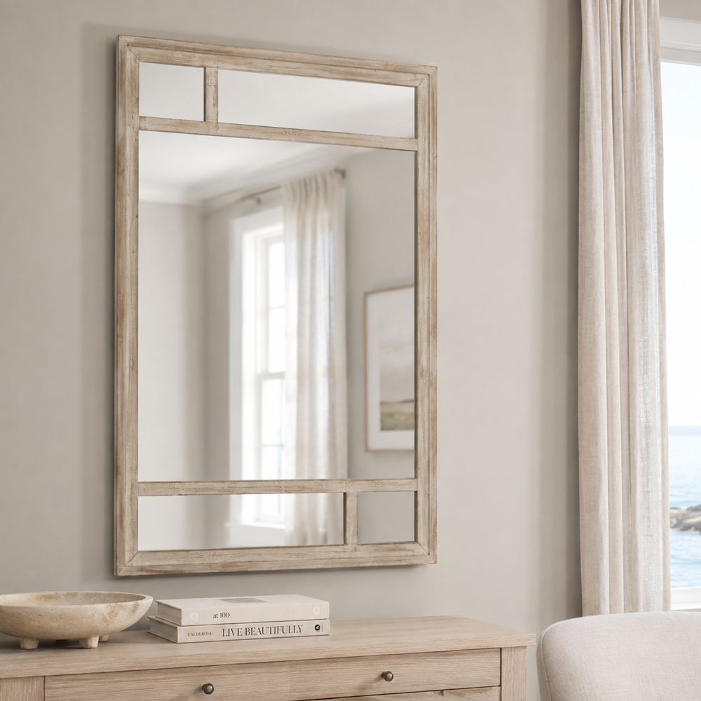 Bassett Mirror - Loudon 47" Whitewashed Rectangular Wall Mirror - M5063 view 5