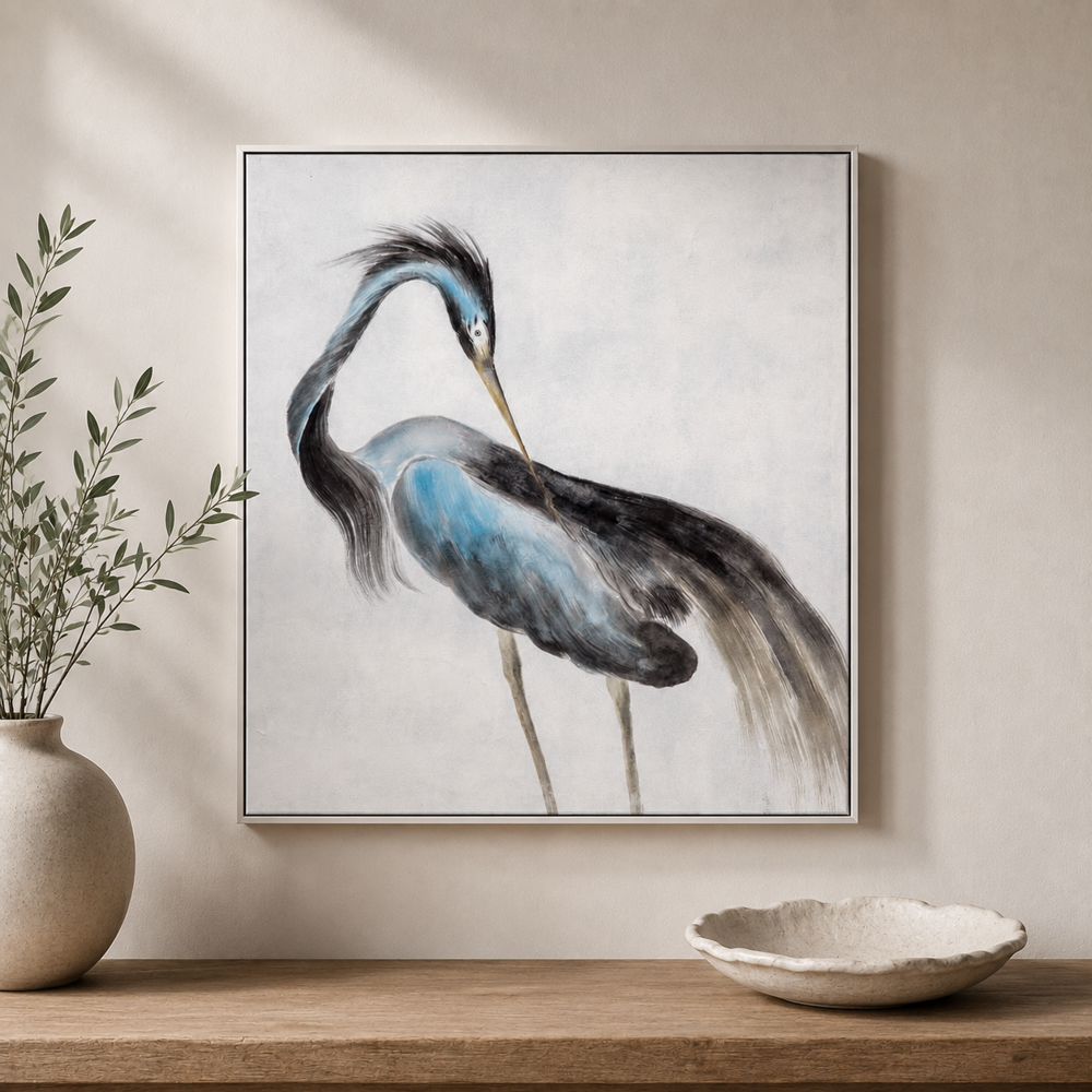 Bassett Mirror - Louisiana Heron Blue Framed Canvas - 7301-026 view 5