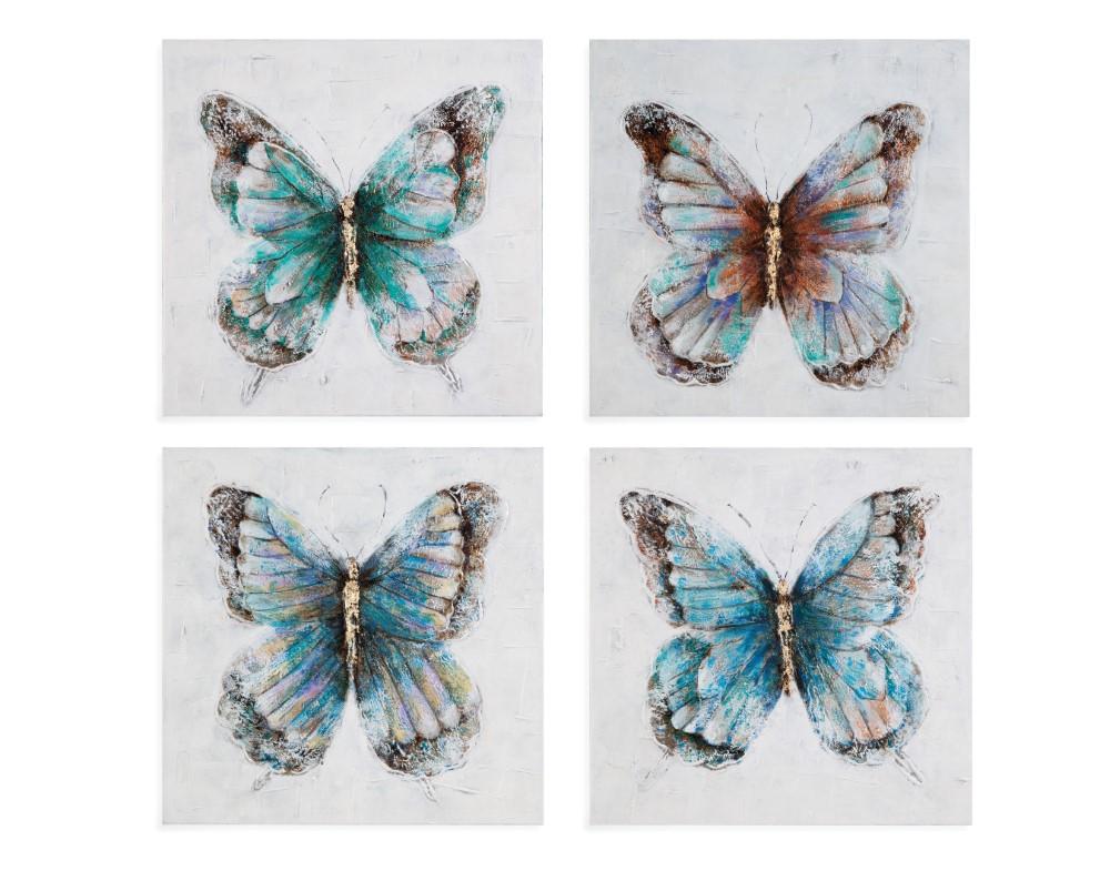 Bassett Mirror - Metallic Butterflies Wall Art (Set of 4) - 7300-428 veiw 1