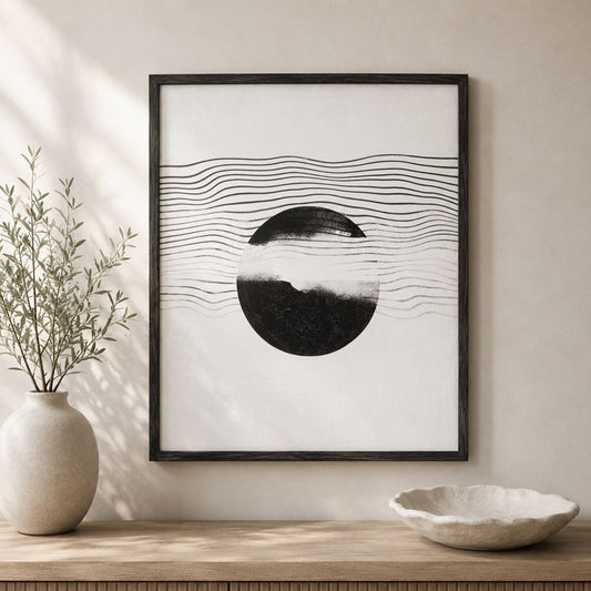Bassett Mirror - Moon Framed Canvas Motif Black Framed Art - 7300-955 view 2