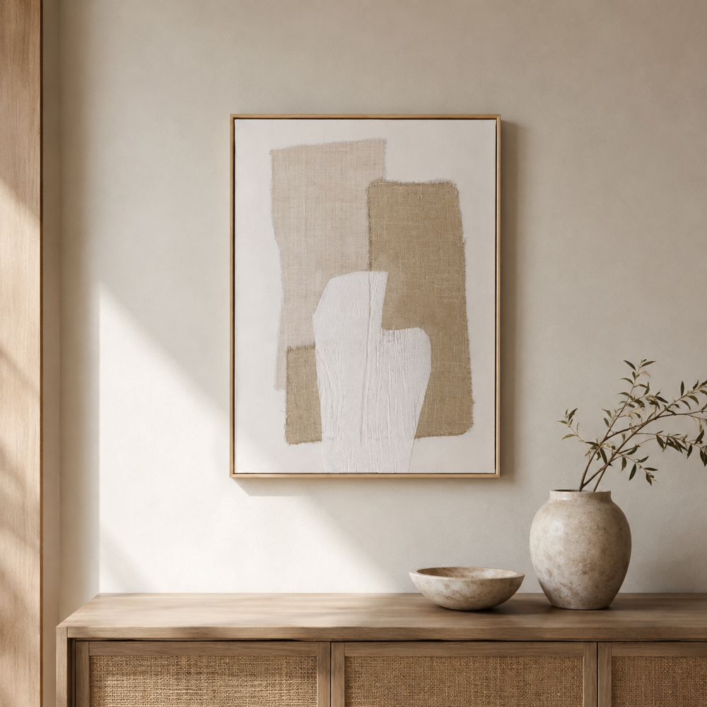 Bassett Mirror - Natural Balance Neutral Abstract Framed Canvas - 7301-117 view 4