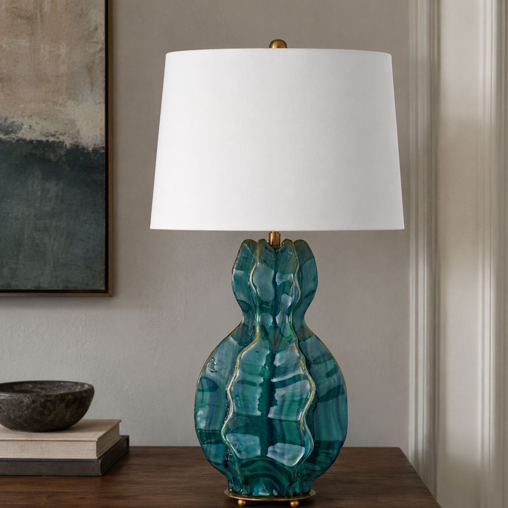 Bassett Mirror - Nerith 29" Blue-Green Ceramic Table Lamp - L4804T view 4
