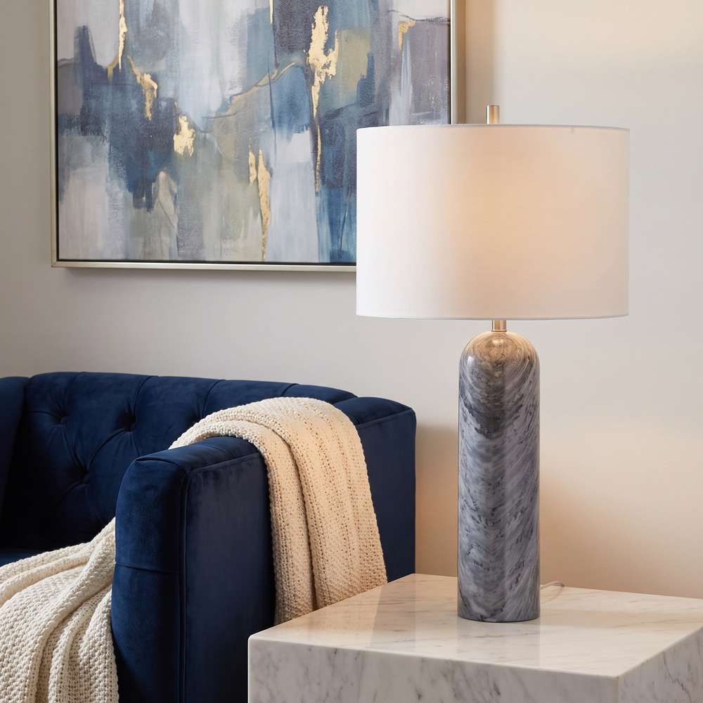 Bassett Mirror - Sassandra 28" Gray Marble Table Lamp - L4398T view 3