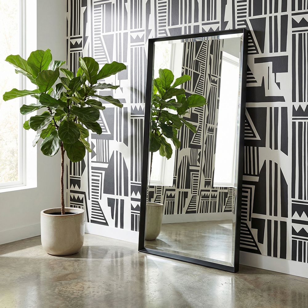 Bassett Mirror - Sloan 78" Matte Black Floor Mirror - M4527B view 4