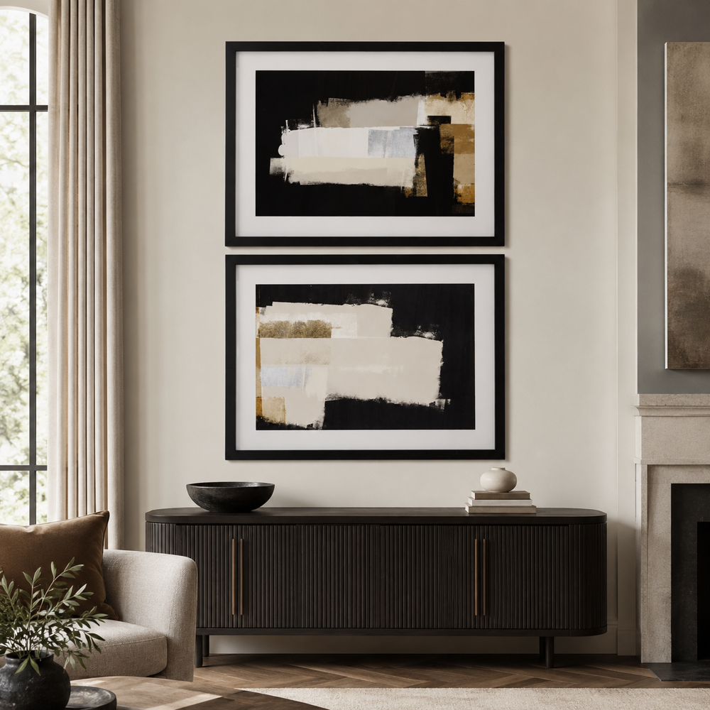 Bassett Mirror - Sumatra Black Abstract Framed Print (Set of 2) - 9902-179-000 view 3