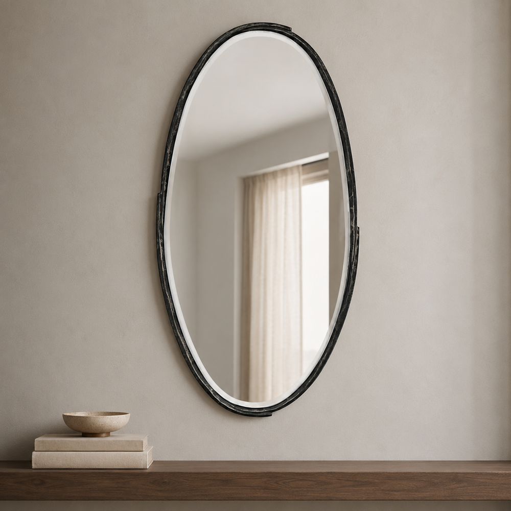 Bassett Mirror - Victoria 47" Gray Oval Wall Mirror - M5302B view 5