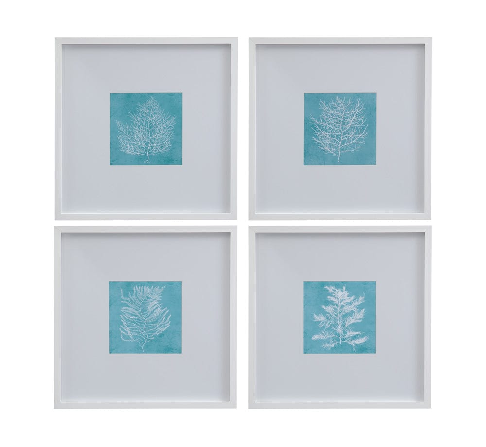 Bassett Mirror - White Coral on Blue I Framed Print in Matte White Frame - 9902-245A view 3