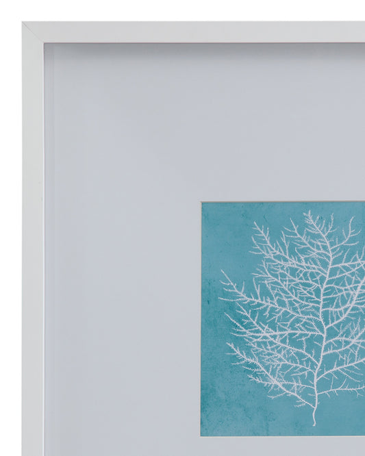 Bassett Mirror - White Coral on Blue II Framed Print in Matte White Frame - 9902-245B view 2