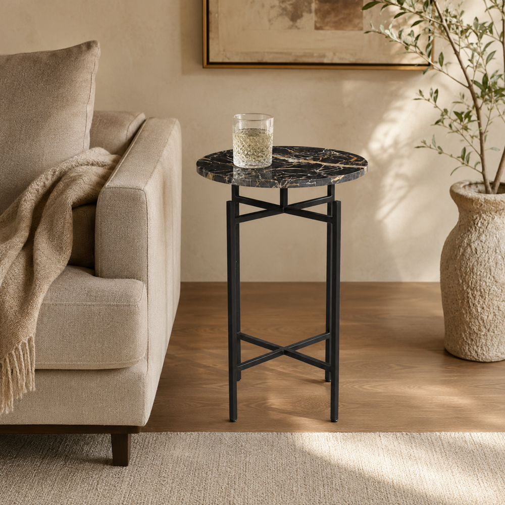 Bassett Mirror - Wren Black Marble Accent Table - 5600-LR-223 view 3