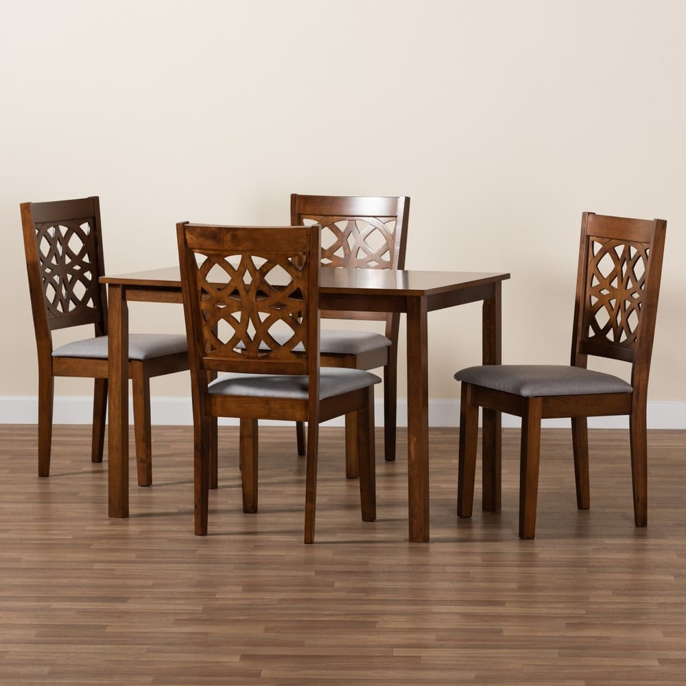 Baxton Studio - Abigail Dining Set in Grey/Walnut Brown - RH391C-Grey/Walnut-5PC Dining Set view 9